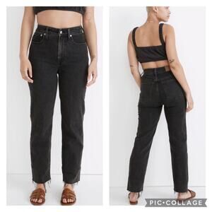 Madewell Straight Leg Jeans in Washed Black